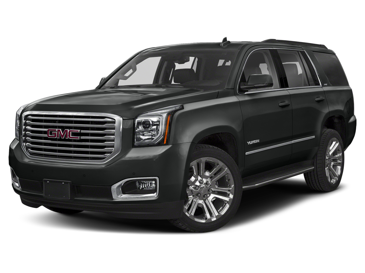 2019 GMC Yukon SLT in Dark Sky Metallic — front three-quarter view