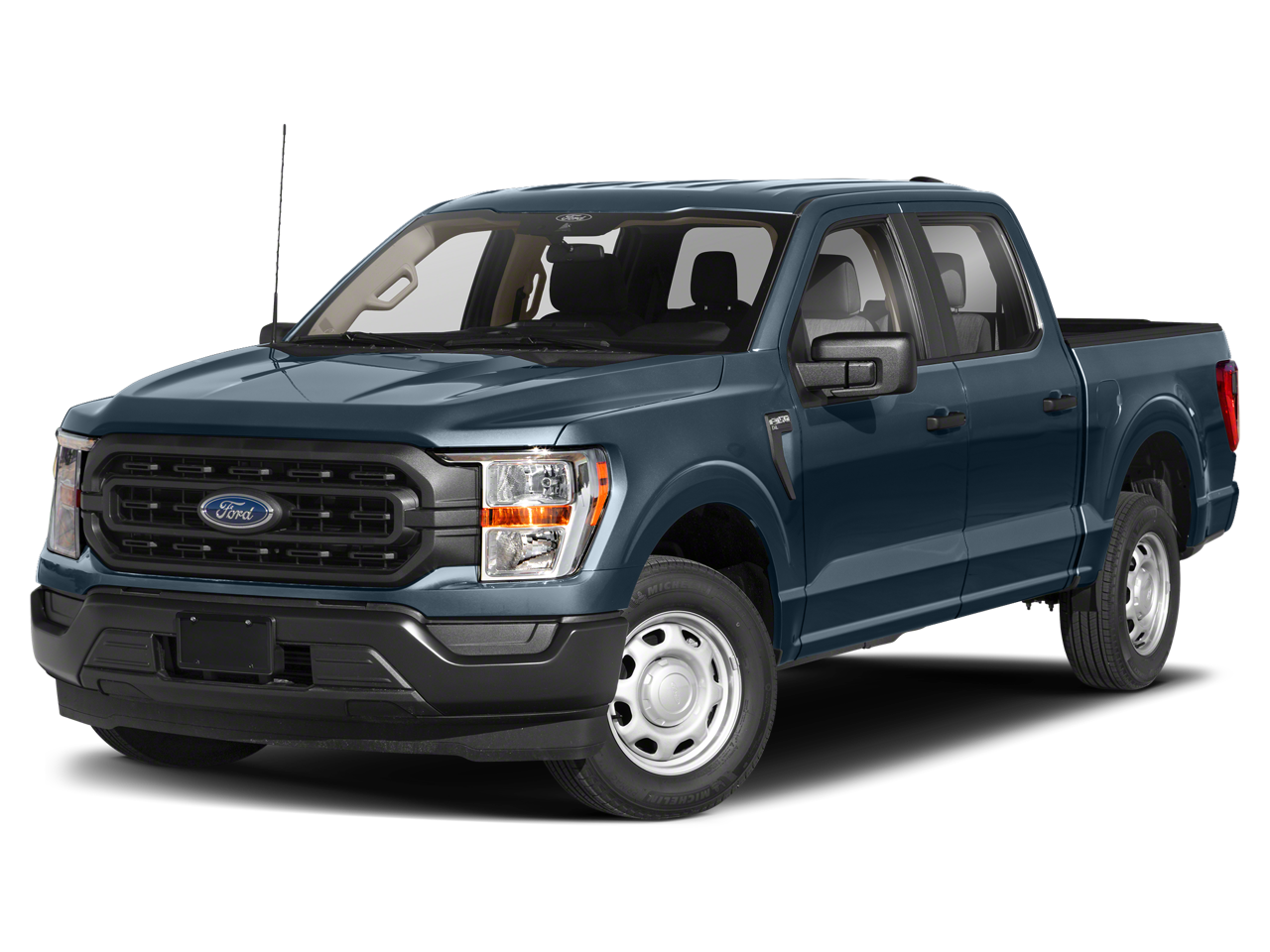 2022 Ford F-150 LARIAT in Antimatter Blue Metallic — front three-quarter view