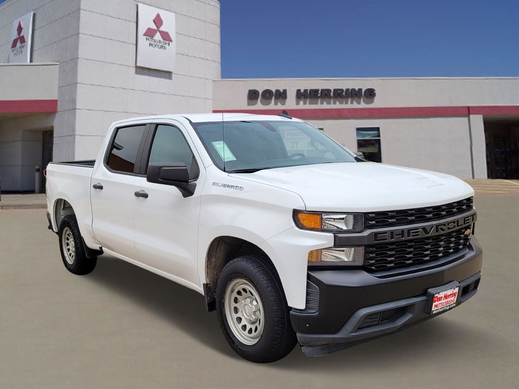 2021 Chevrolet Silverado Work Truck in Summit White — front three-quarter view